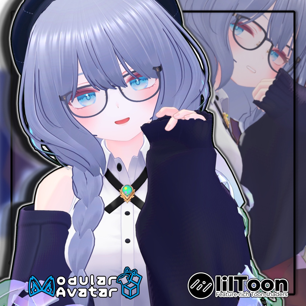 【複数アバター対応】2wayふんわりおさげボブ/2-Way Fluffy Braided Bob【髪型】
