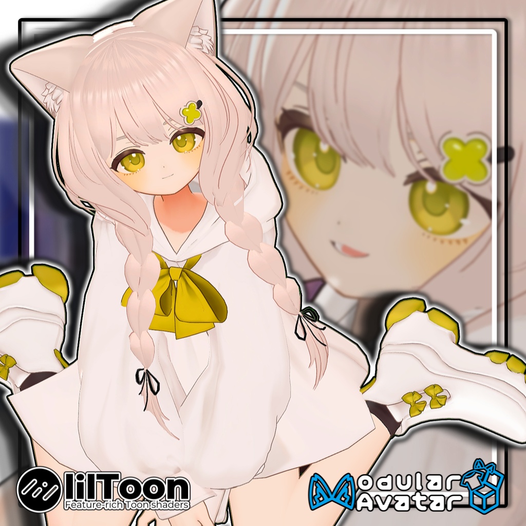 【複数アバター対応】2wayふんわりおさげボブ/2-Way Fluffy Braided Bob【髪型】