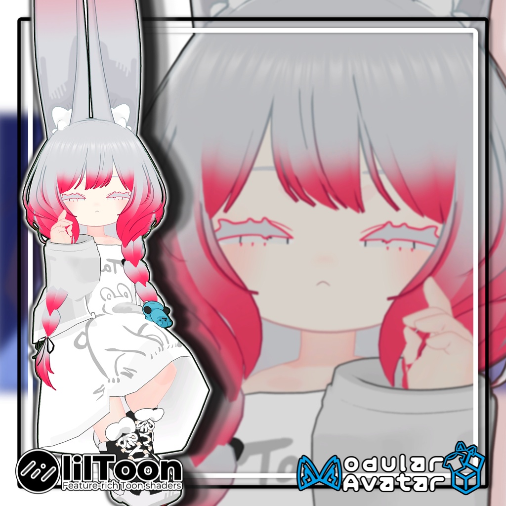 【複数アバター対応】2wayふんわりおさげボブ/2-Way Fluffy Braided Bob【髪型】