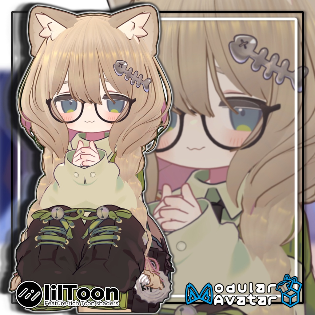 【複数アバター対応】2wayふんわりおさげボブ/2-Way Fluffy Braided Bob【髪型】
