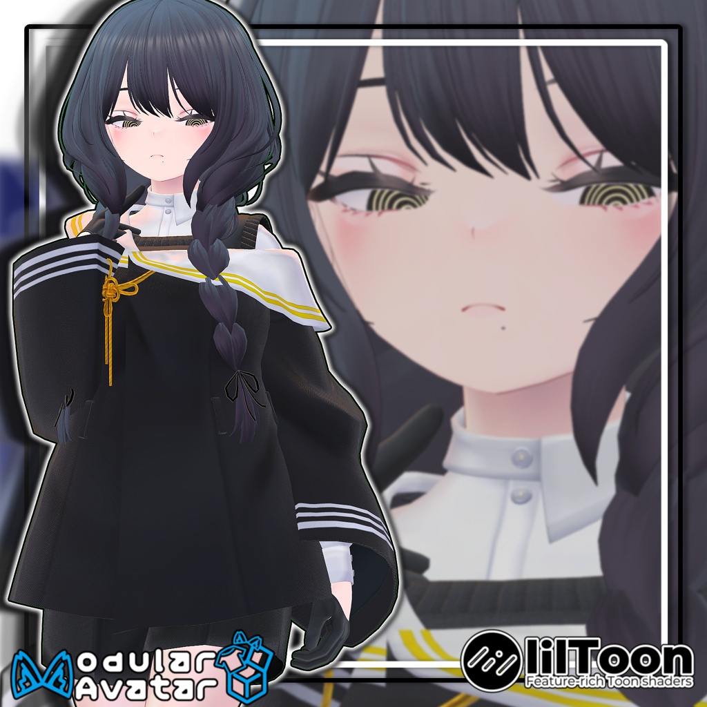 【複数アバター対応】2wayふんわりおさげボブ/2-Way Fluffy Braided Bob【髪型】