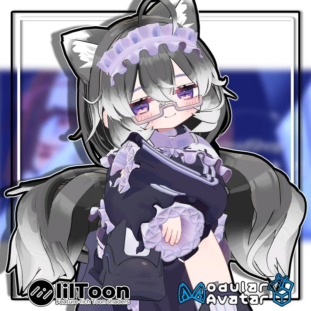 【6アバター対応】ツインヌ|犬耳付き ふわもこローツインテール【髪型】