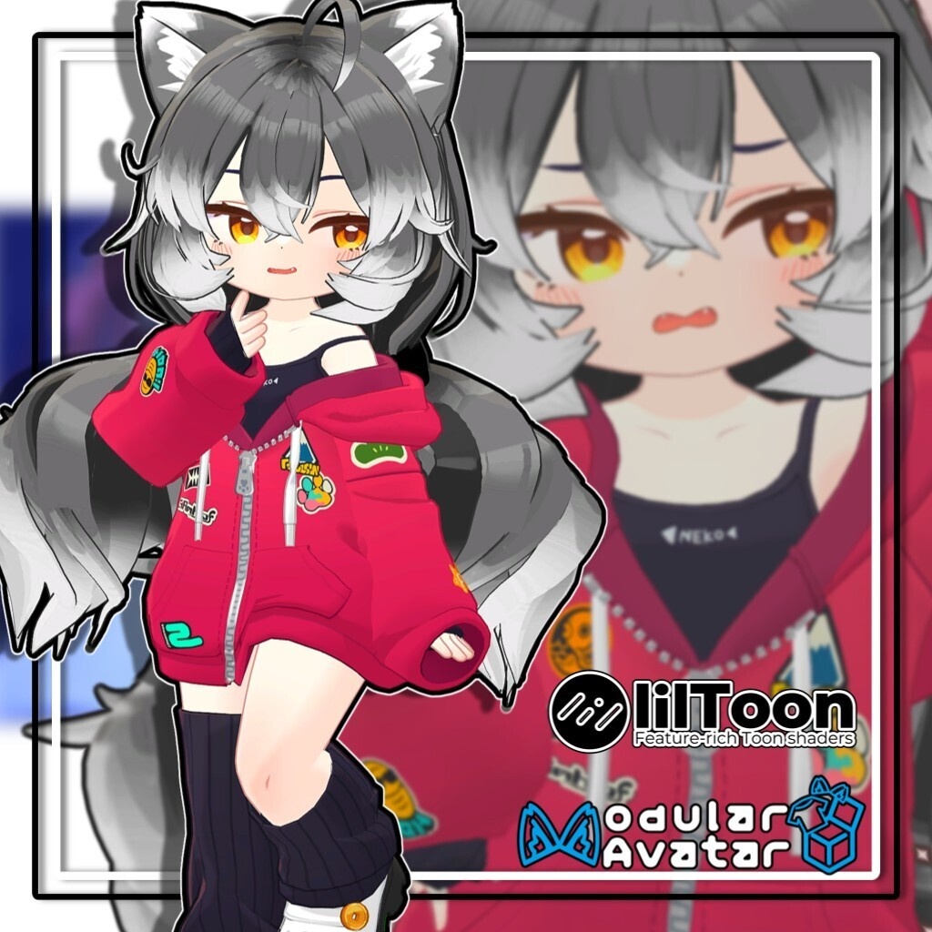 【6アバター対応】ツインヌ|犬耳付き ふわもこローツインテール【髪型】