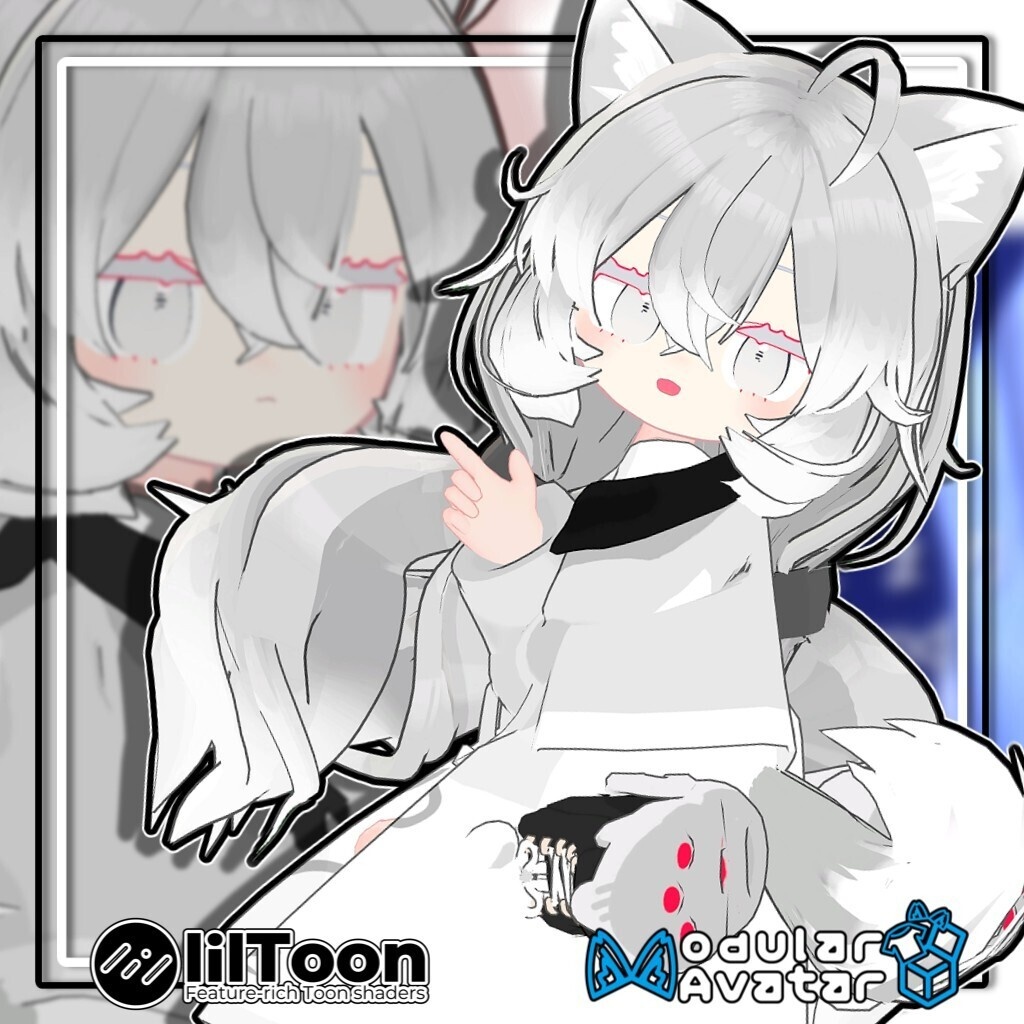 【6アバター対応】ツインヌ|犬耳付き ふわもこローツインテール【髪型】