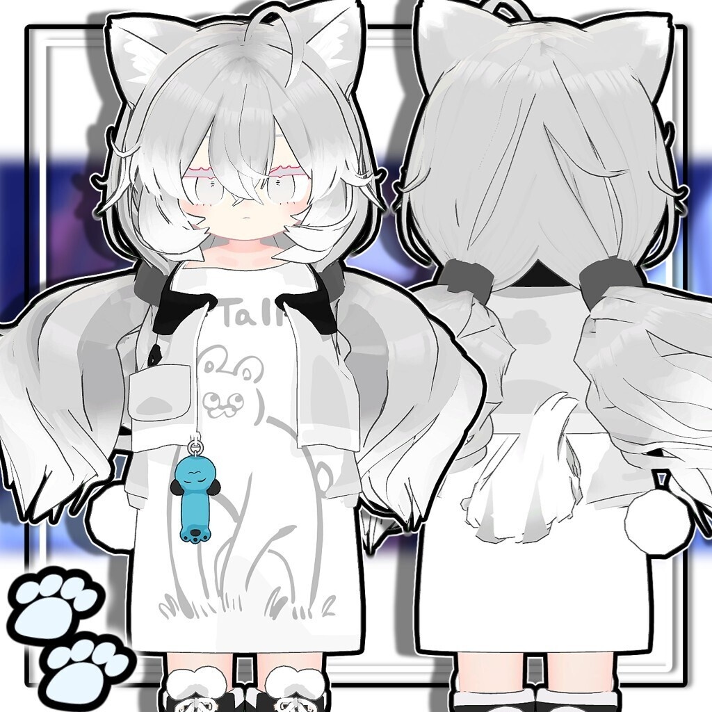 【6アバター対応】ツインヌ|犬耳付き ふわもこローツインテール【髪型】
