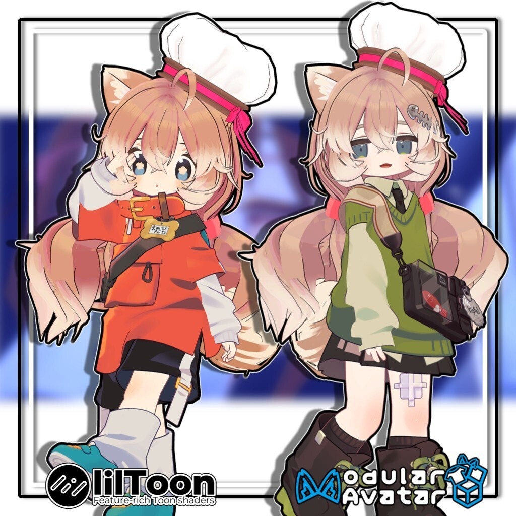 【6アバター対応】ツインヌ|犬耳付き ふわもこローツインテール【髪型】
