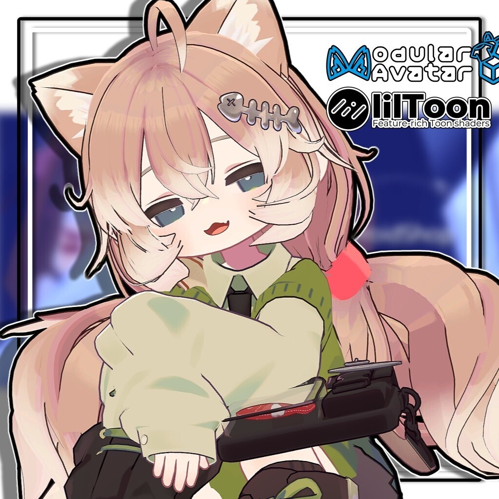 【6アバター対応】ツインヌ|犬耳付き ふわもこローツインテール【髪型】
