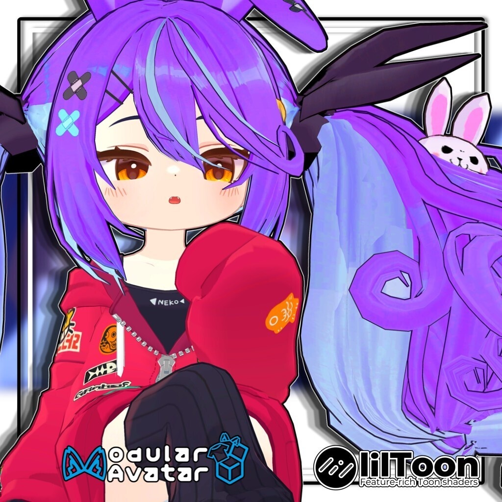 【複数アバター対応】最強無敵☆ふんわりツインラビット【髪型】