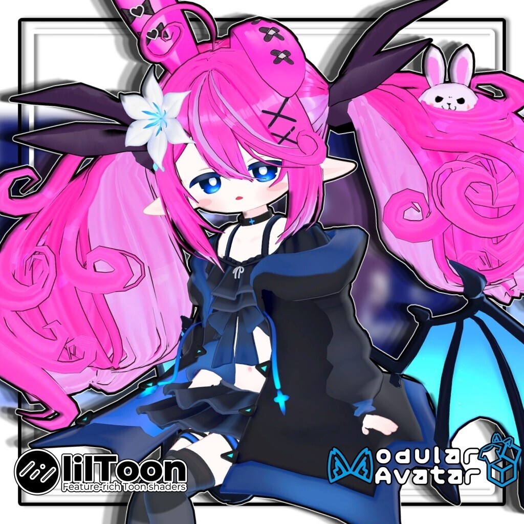 【複数アバター対応】最強無敵☆ふんわりツインラビット【髪型】