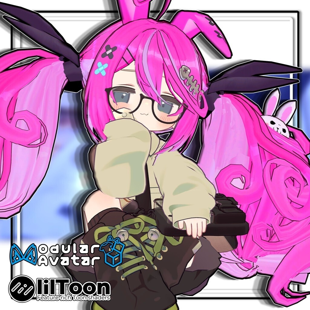 【複数アバター対応】最強無敵☆ふんわりツインラビット【髪型】