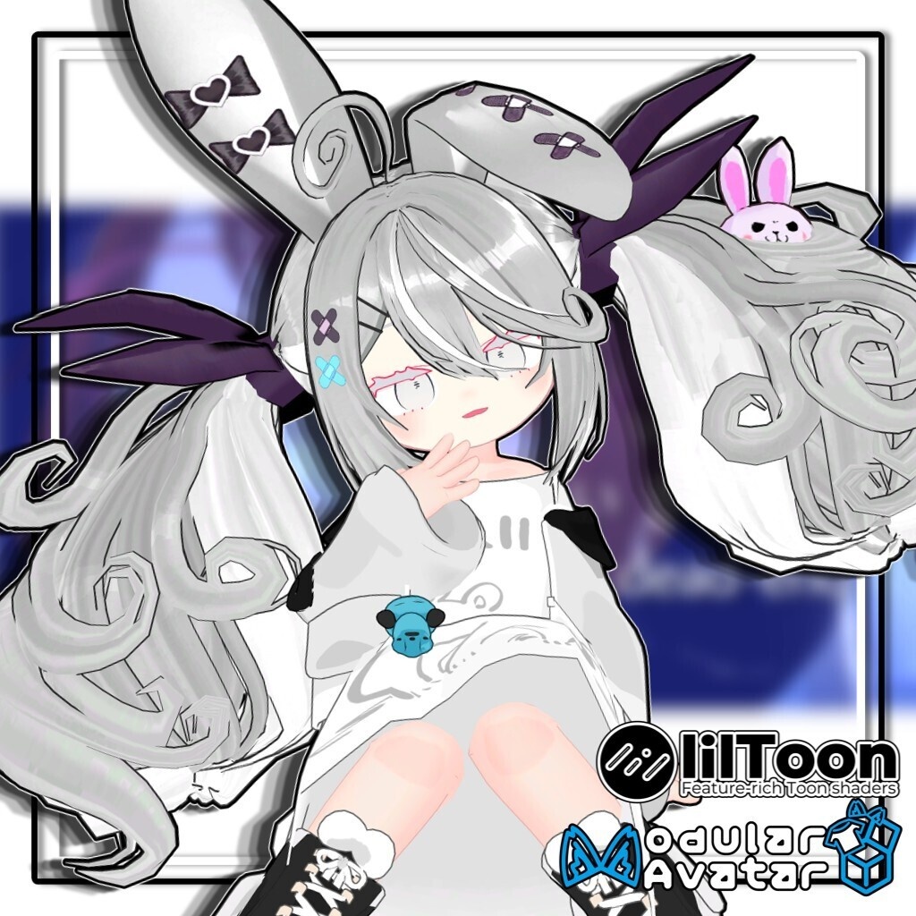 【複数アバター対応】最強無敵☆ふんわりツインラビット【髪型】
