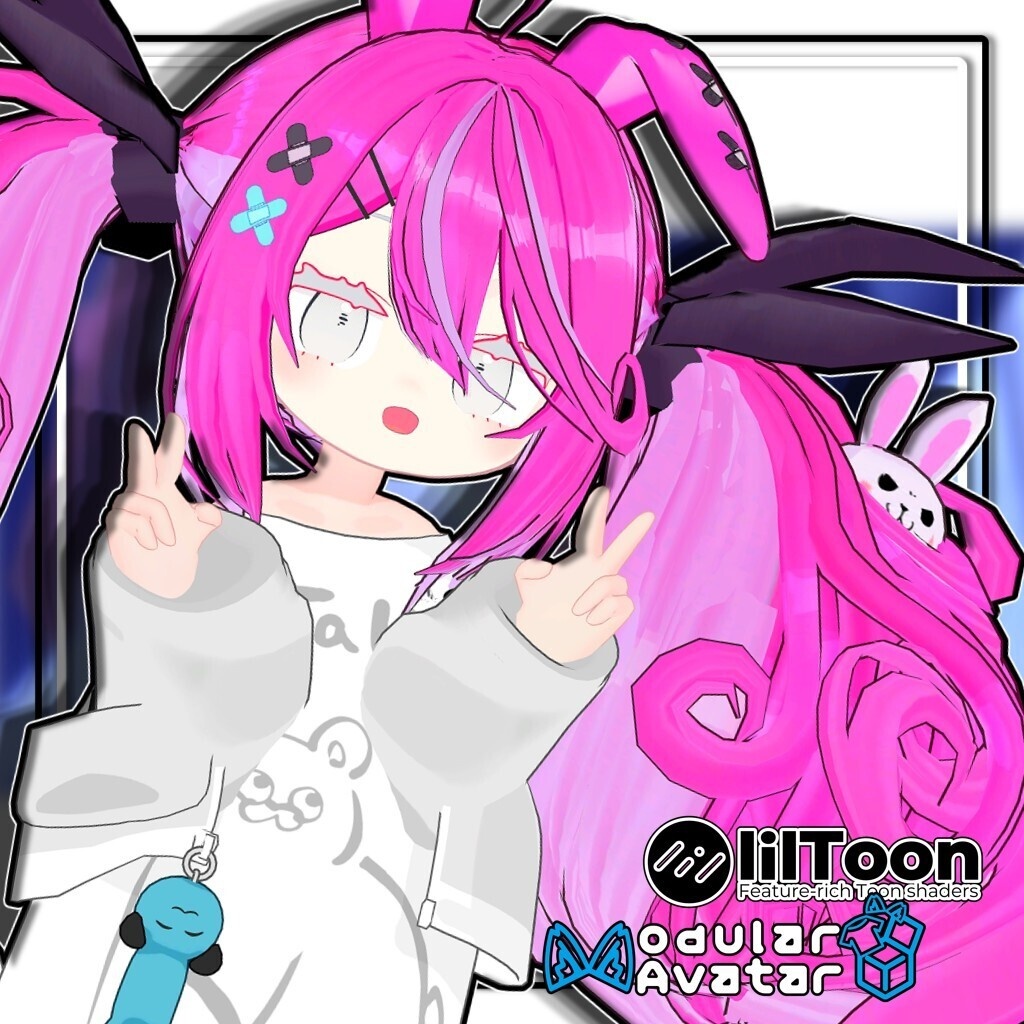 【複数アバター対応】最強無敵☆ふんわりツインラビット【髪型】