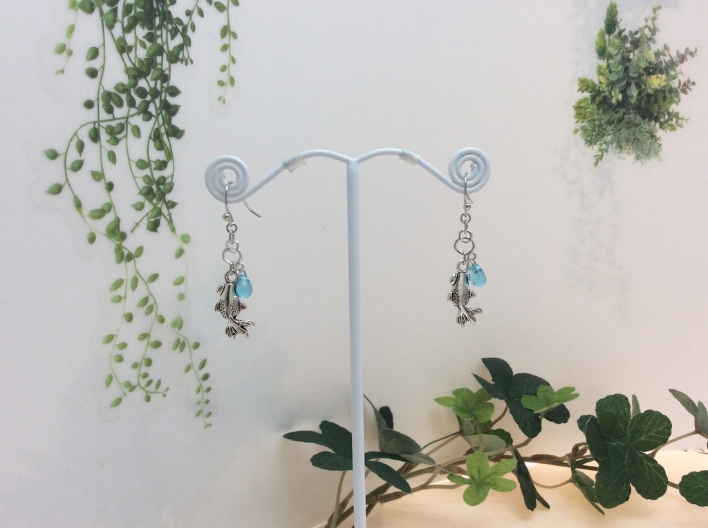 【シルバー】しずくと金魚のピアス*イヤリング