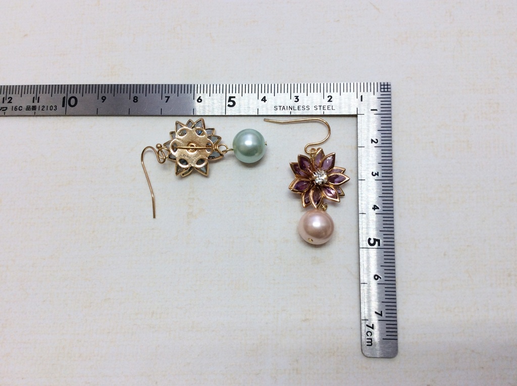 【ピンク系】ゴージャスお花とパールのピアス*イヤリング