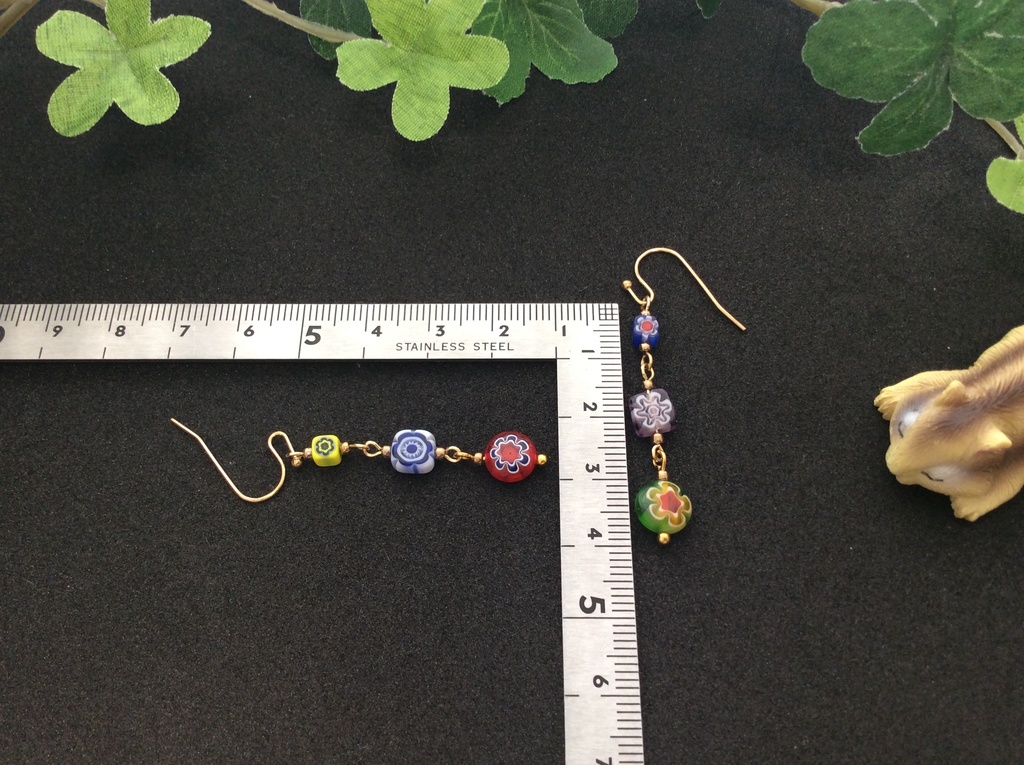 ガラスのビーズ ミルフィオリのピアス*イヤリング 3