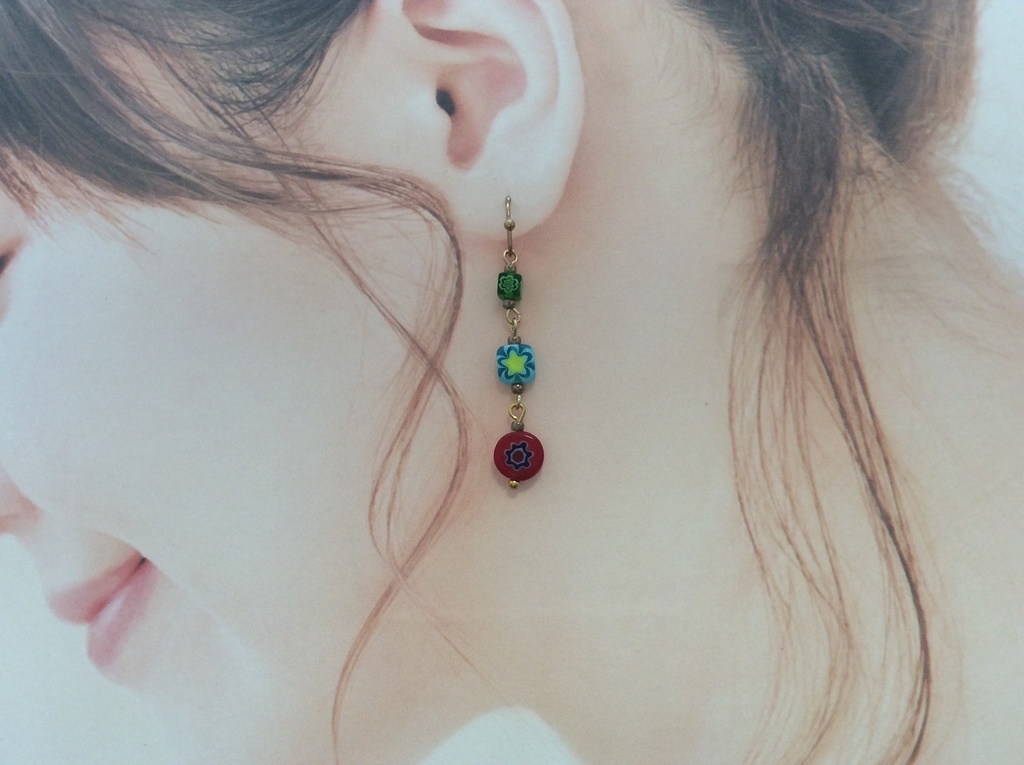 ガラスのビーズ ミルフィオリのピアス*イヤリング 3