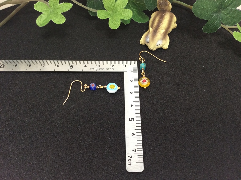 ガラスのビーズ ミルフィオリのピアス*イヤリング 2
