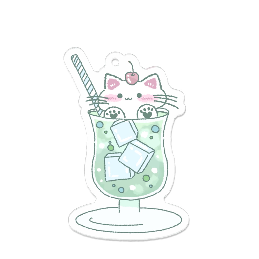 にゃんこメロンクリームソーダ アクキー