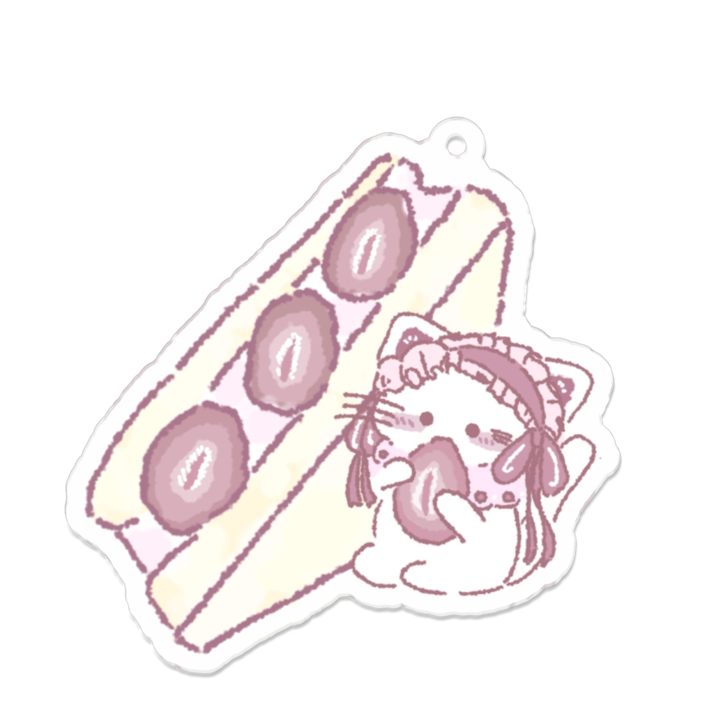 いちごサンドとおめかしにゃんこのアクキー