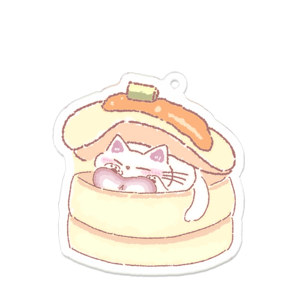 パンケーキのお布団とねこのアクキー