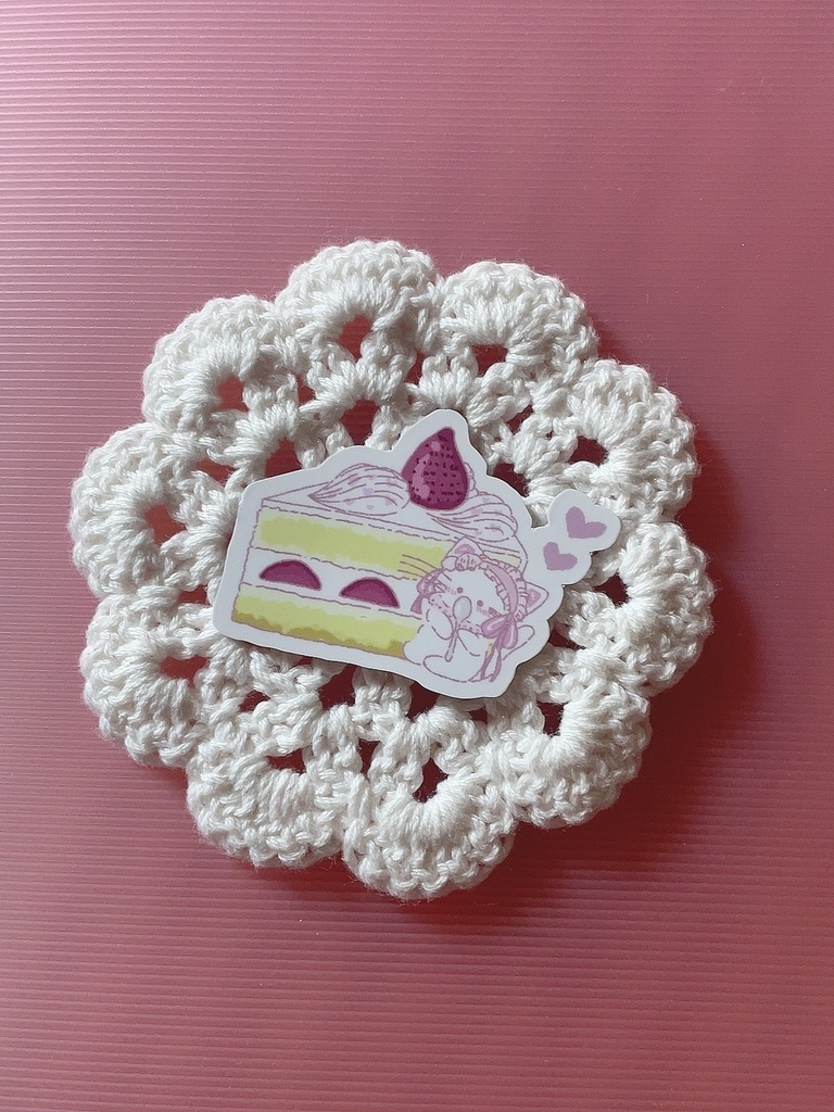 おめかしにゃんことショートケーキ スマホステッカー