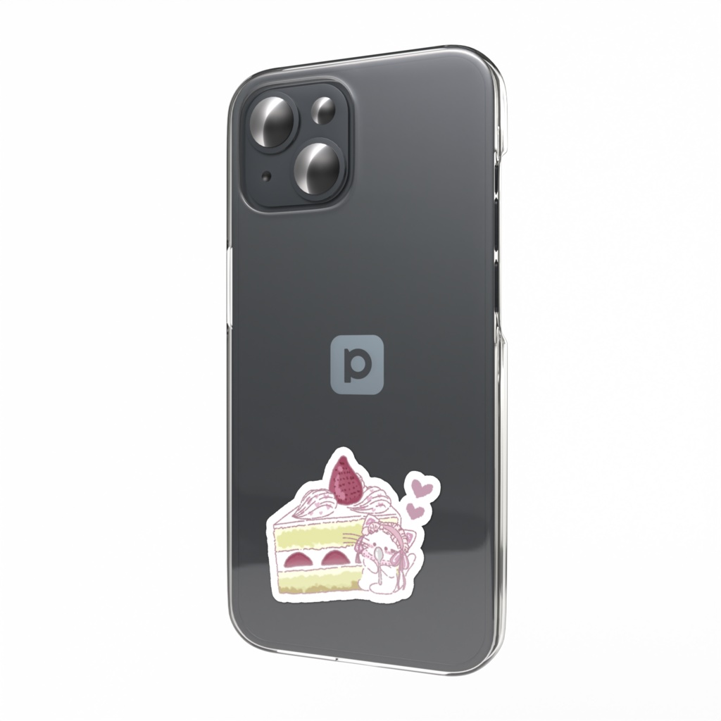 おめかしにゃんことショートケーキ スマホステッカー