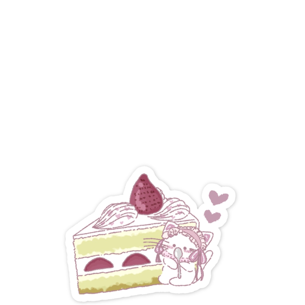 おめかしにゃんことショートケーキ スマホステッカー