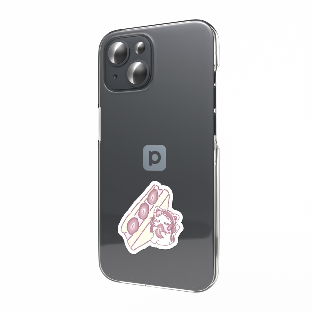 おめかしにゃんこといちごサンド スマホステッカー