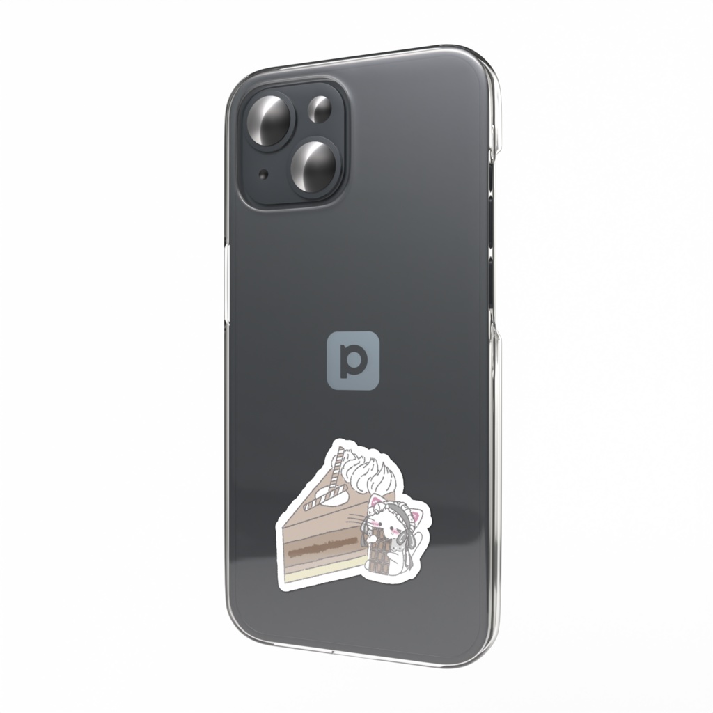 おめかしにゃんことチョコレートケーキ スマホステッカー