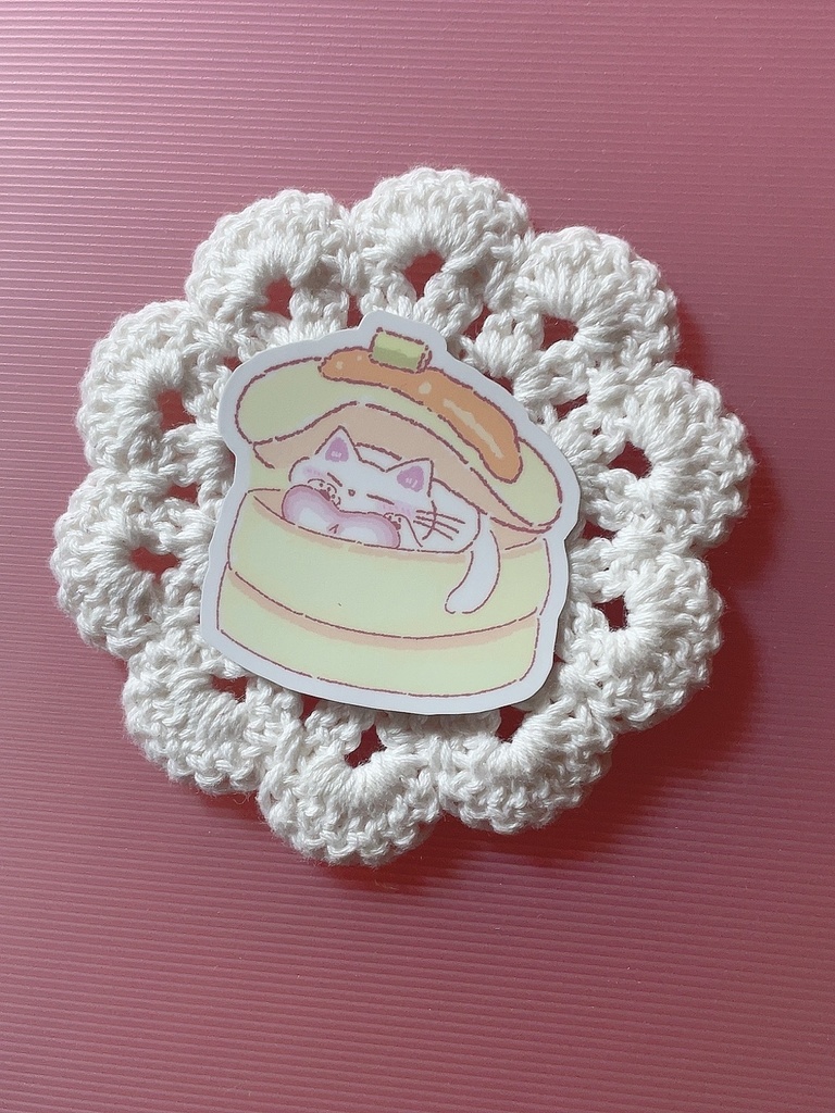 パンケーキと猫 スマホステッカー