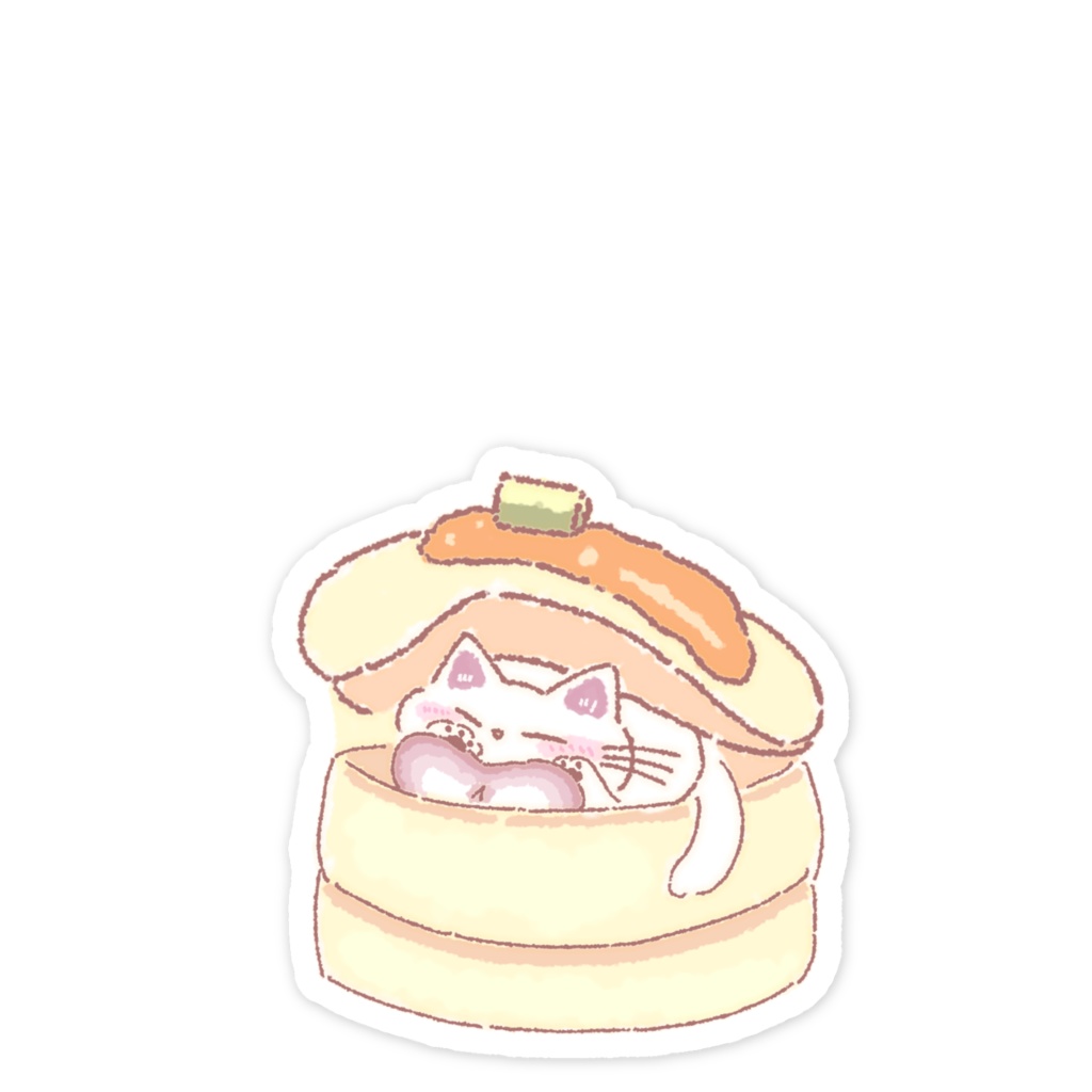 パンケーキと猫 スマホステッカー