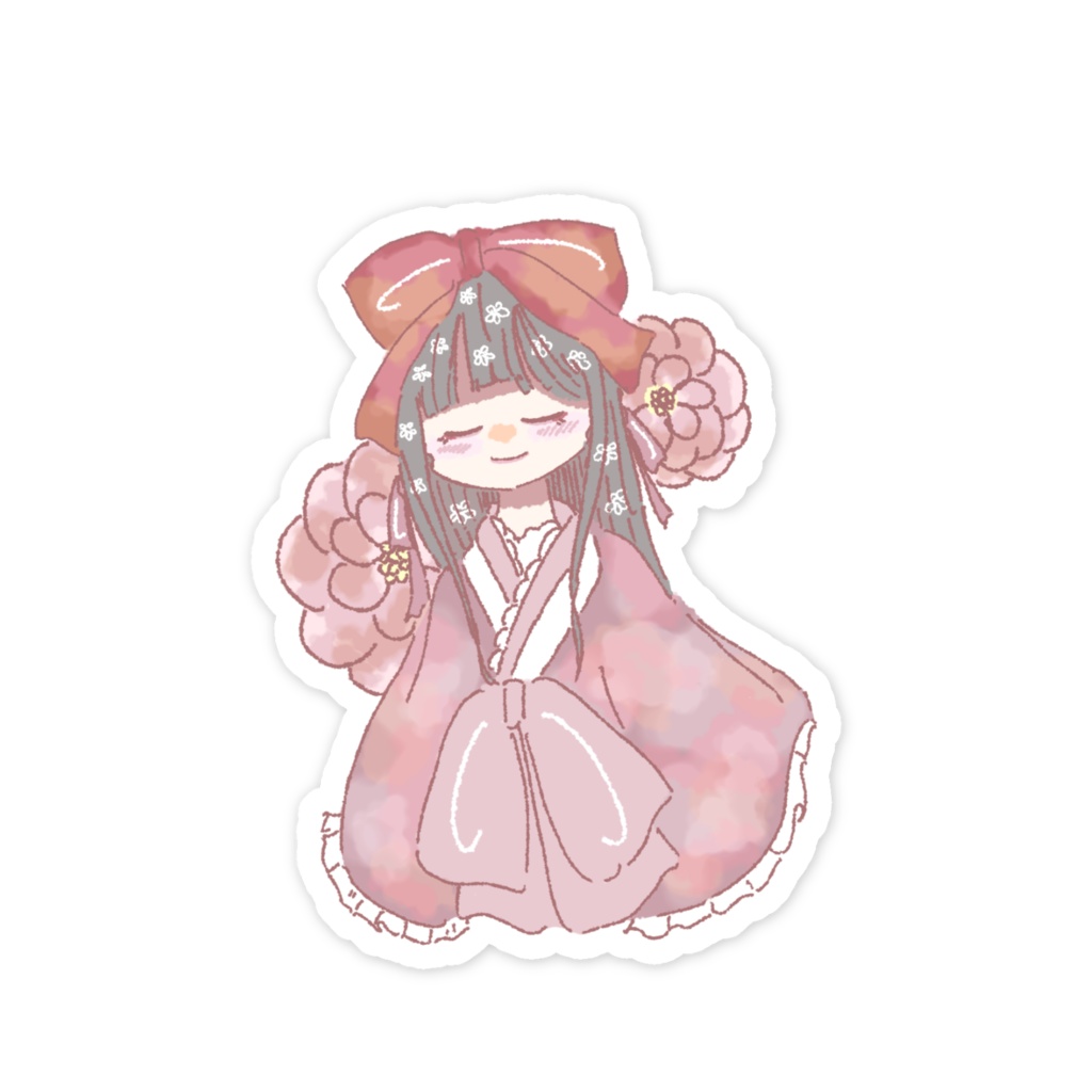 着物の女の子 スマホステッカー