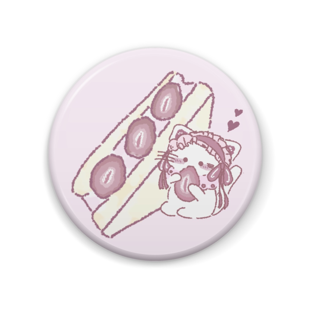 いちごサンドとおめかしにゃんこ 缶バッジ