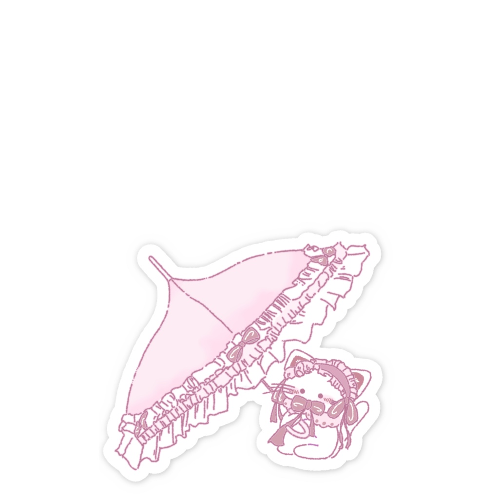 おめかしにゃんこと日傘 スマホステッカー