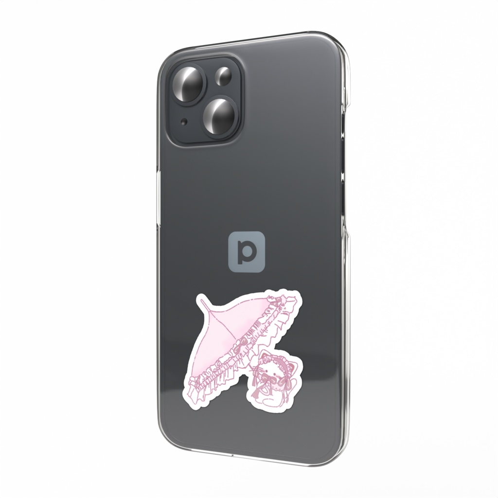 おめかしにゃんこと日傘 スマホステッカー