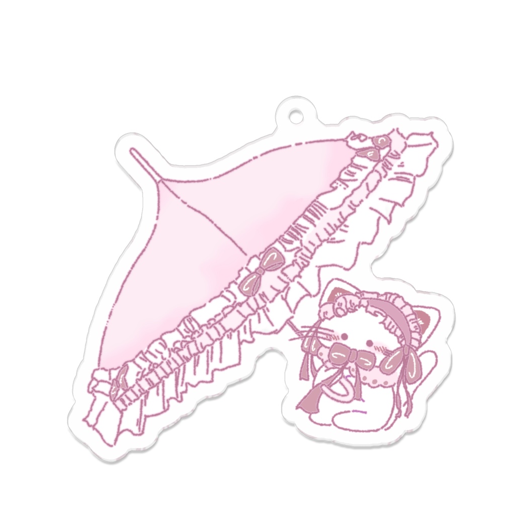 おめかしにゃんこと傘 アクキー