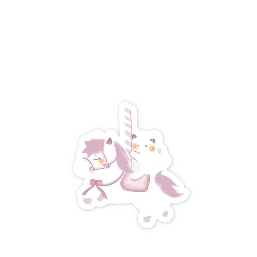 メリーゴーランドとねこ スマホステッカー