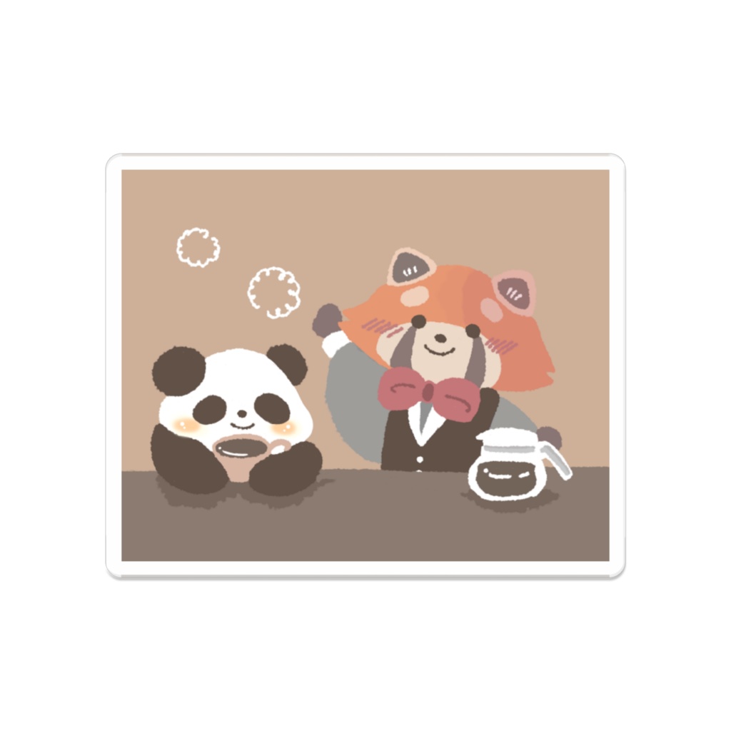 カフェ panda & red panda アクリルバッジ