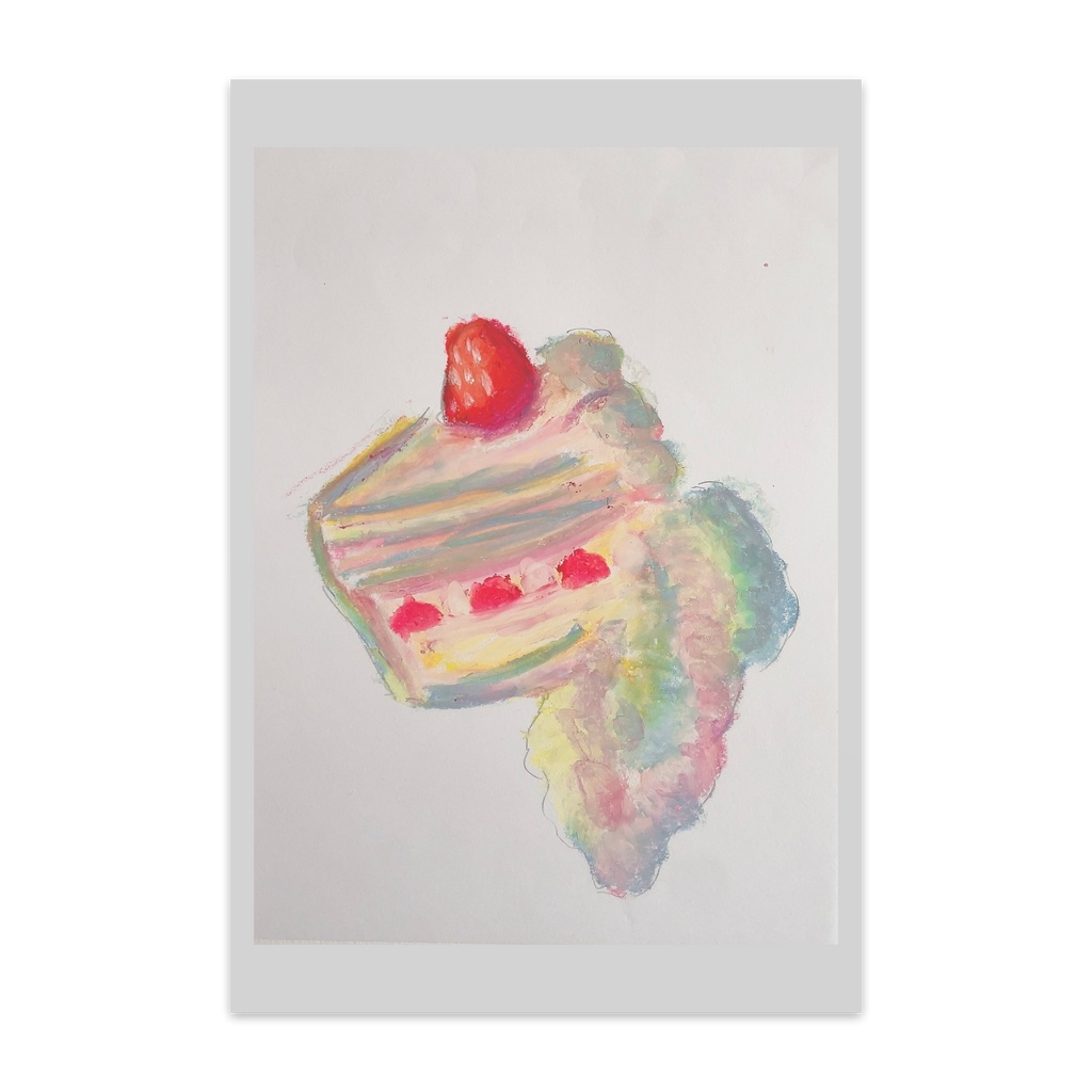 クレパス ポストカード (ケーキ)