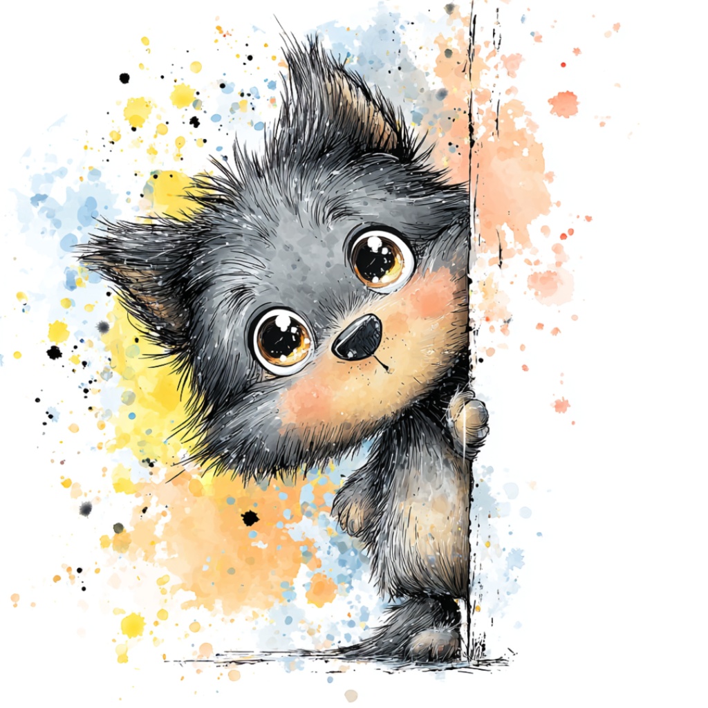 50枚のかわいい動物の覗き見クリップアート バンドル|チビ動物 イラスト セット|PNG透過