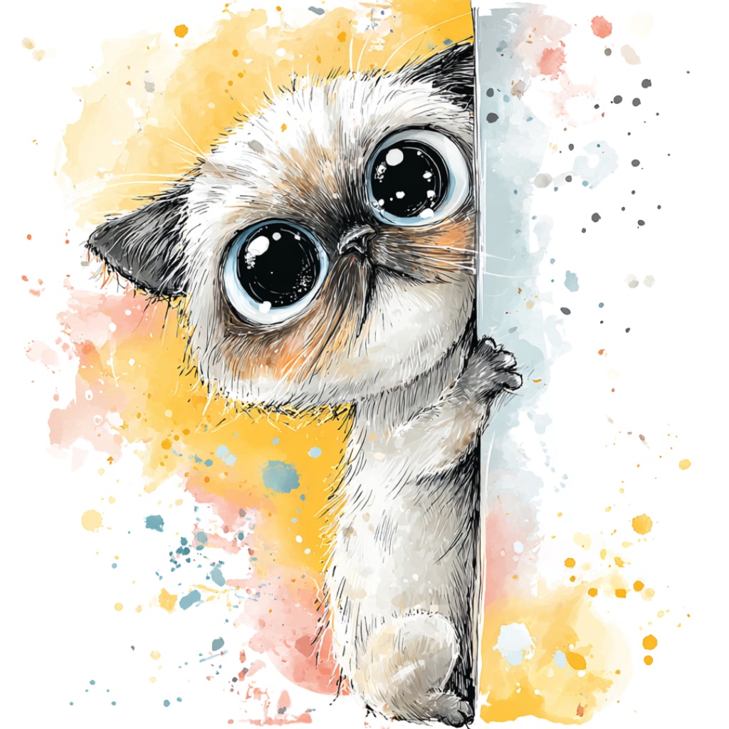 50枚のかわいい動物の覗き見クリップアート バンドル|チビ動物 イラスト セット|PNG透過