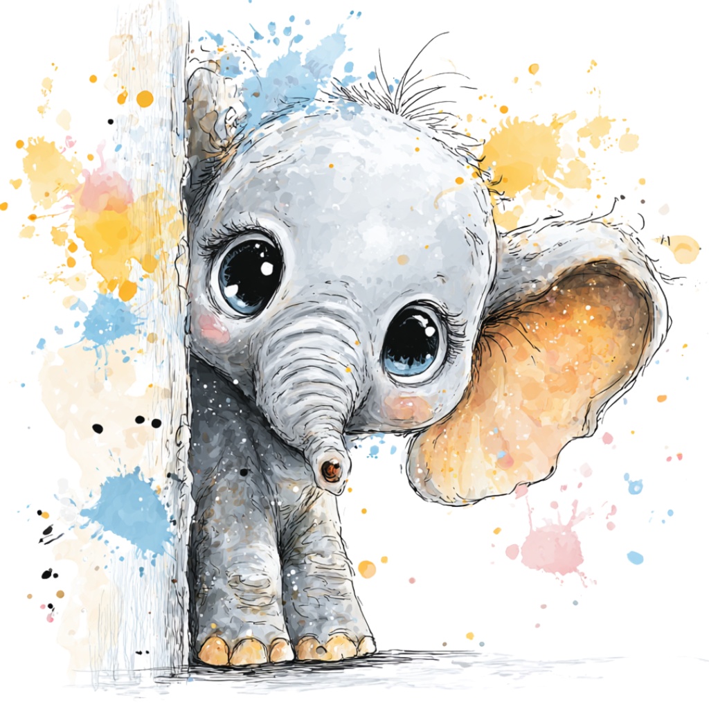 50枚のかわいい動物の覗き見クリップアート バンドル|チビ動物 イラスト セット|PNG透過