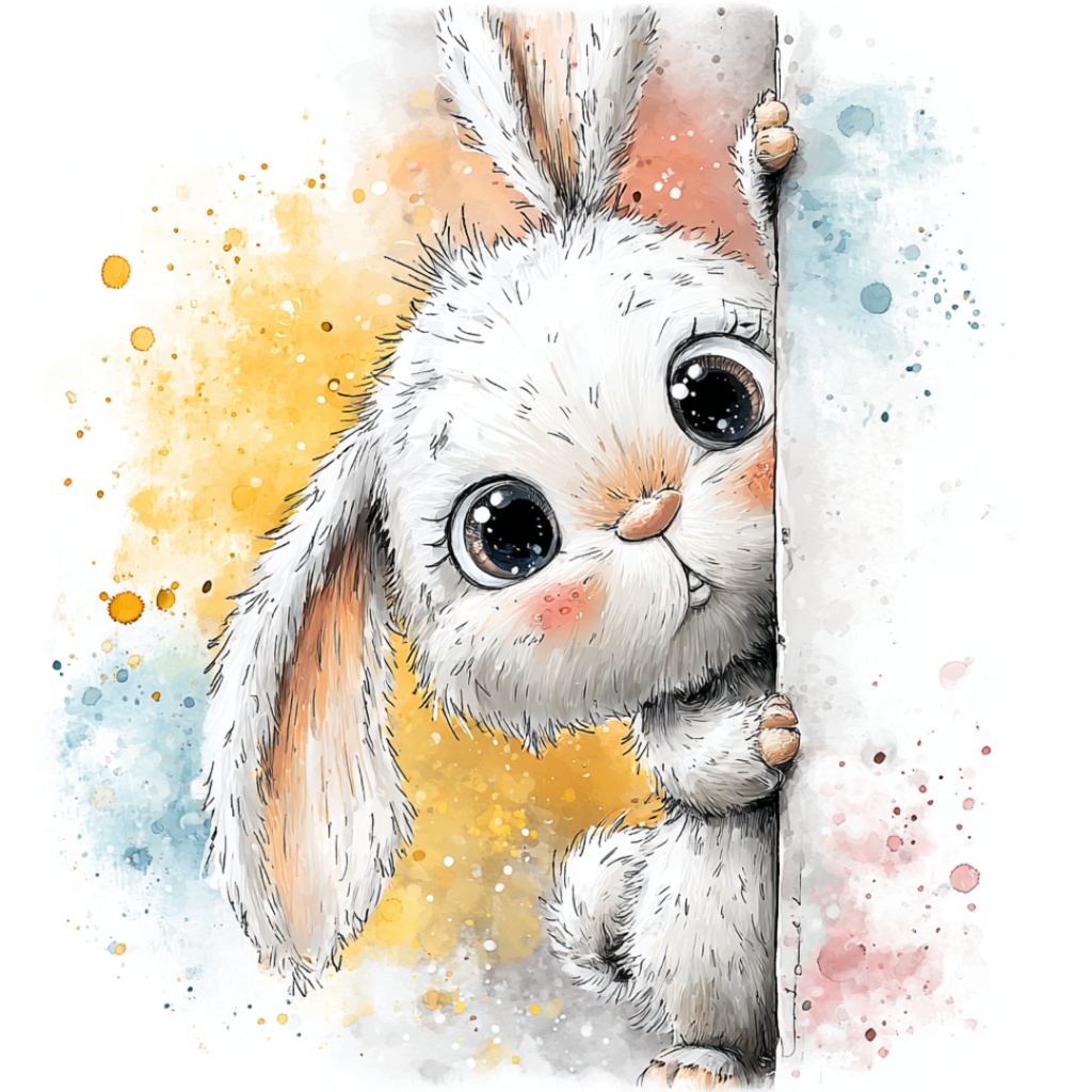 50枚のかわいい動物の覗き見クリップアート バンドル|チビ動物 イラスト セット|PNG透過