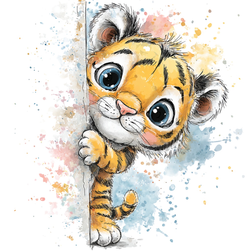 50枚のかわいい動物の覗き見クリップアート バンドル|チビ動物 イラスト セット|PNG透過