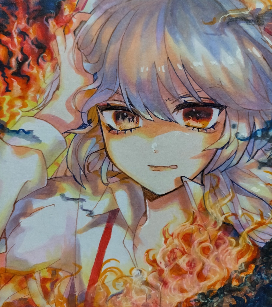 ミニ色紙 藤原妹紅