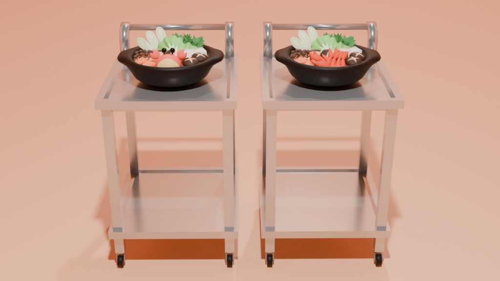 蟹鍋+ワゴン 【3Dモデル】