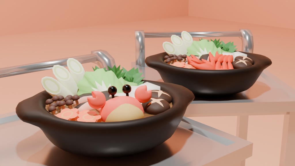蟹鍋＋ワゴン 【3Dモデル】
