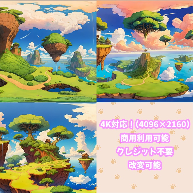 skybox - アニメ調空島×3 スカイボックス 4K対応/Anime sky Island 4K