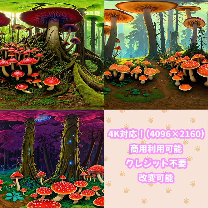 skybox - アニメ調キノコの森×3 スカイボックス 4K対応/Anime-style Mushroom Forest 4K