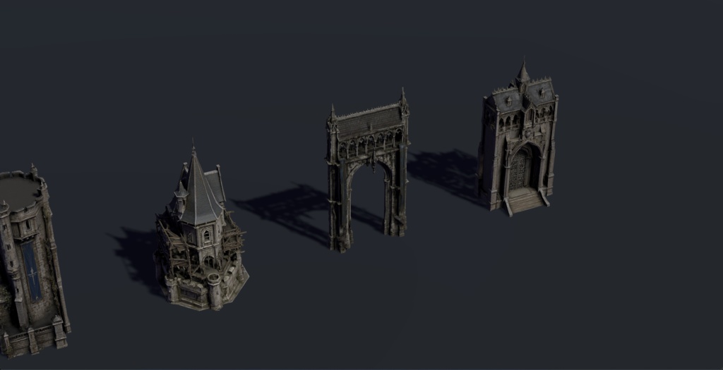 【VRChat / Unity】Dark Fantasy Building Pack|8 Models + Skybox